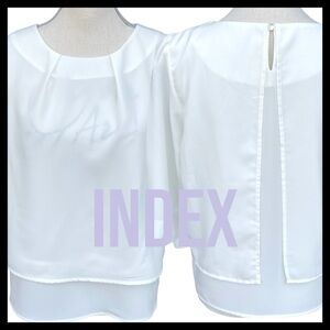 Index (Korea) Off White Scoop Neck 3/4 Sleeve Layered Top Blouse (M)